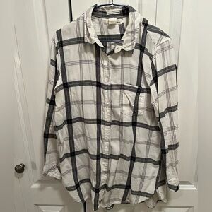 H&M Lightweight White & Gray Flannel Shirt